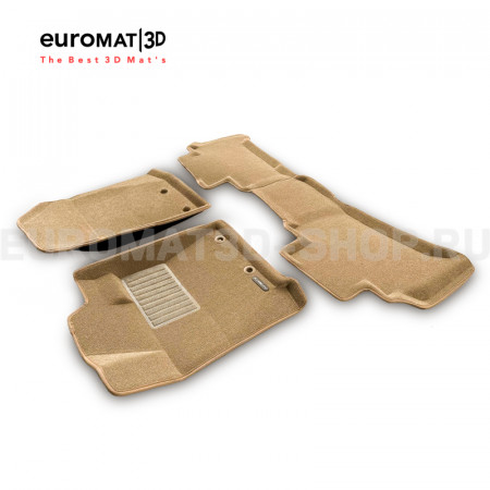 Текстильные 3D коврики Euromat3D Business в салон для Lexus LX570 / LX450D (2012-2021) № EMC3D-005140T Бежевые